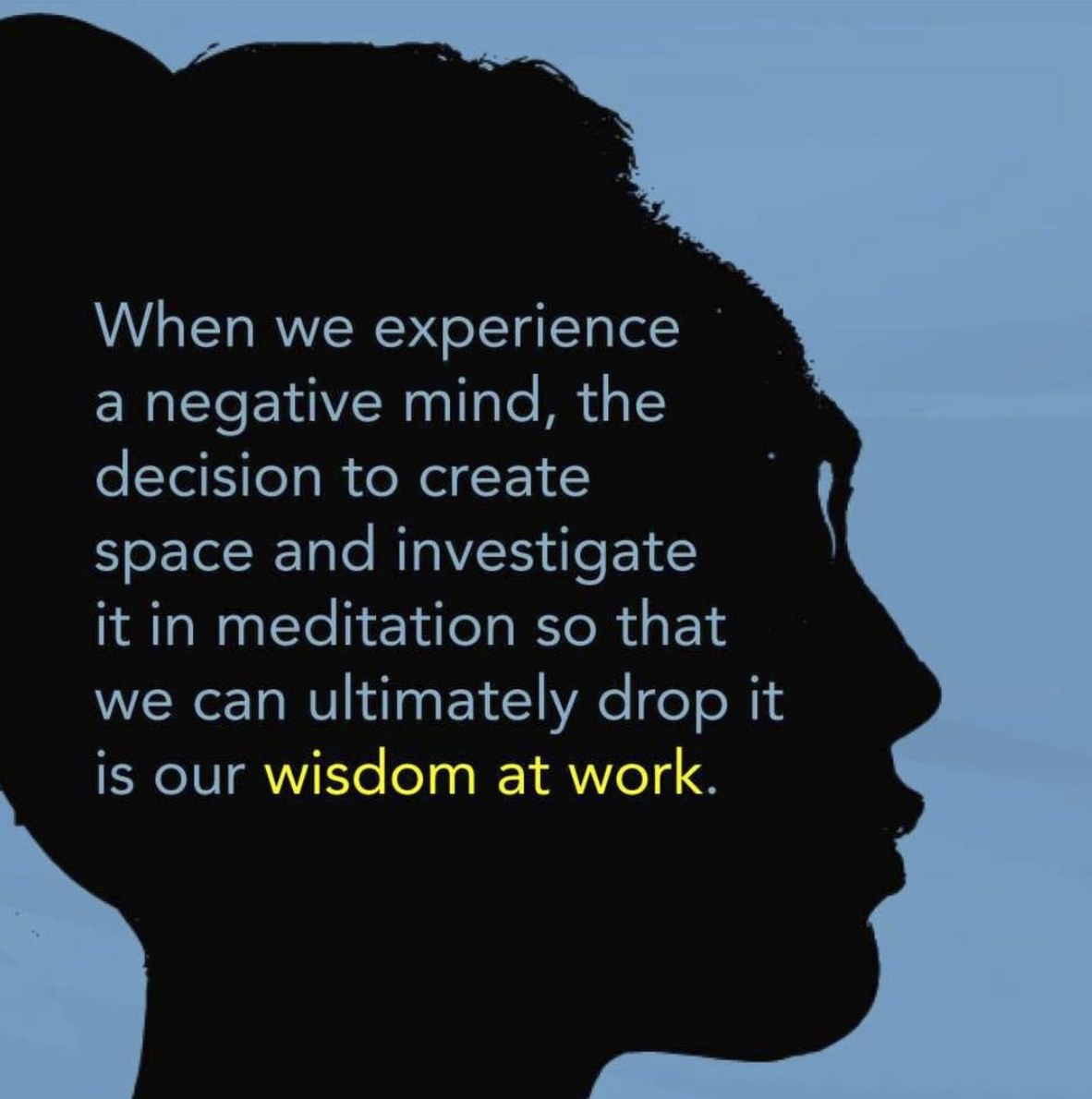 When we experience a negative mind, the decision to create space and investigate it in meditation so that we can ultimately drop it, is our wisdom at work.
